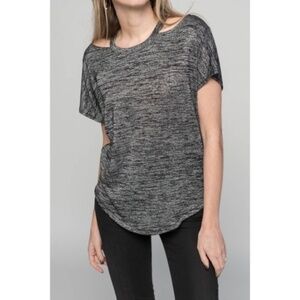 NWT rag & bone Black Gray Cut Out Short Sleeve Top
